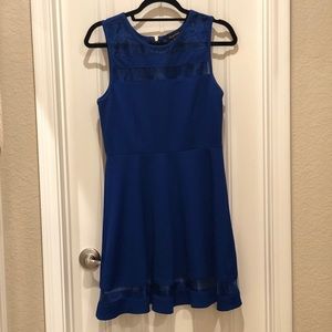 Navy Skater Dress with Mesh Detail